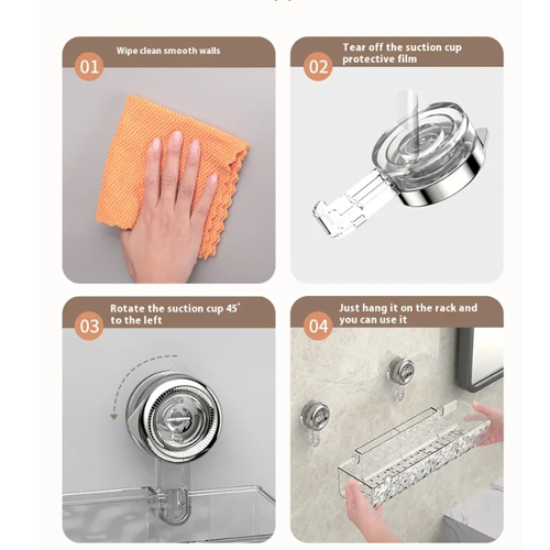 Triangle Storage Rack – Punch-free Bathroom Suction Cup Corner Shelf Organizer by Defilk